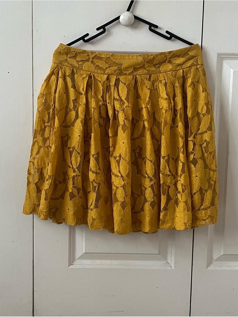 LOFT Mustard Yellow Lace Skater Skirt